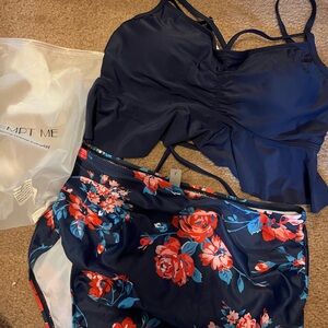 Women's Brand New Navy Floral Bikini Set